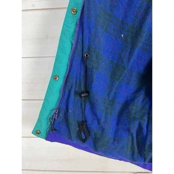 Vintage L.L.Bean Jacket Womens S Purple Hooded Mountain Parka Plaid Lined 90s - Picture 5 of 12